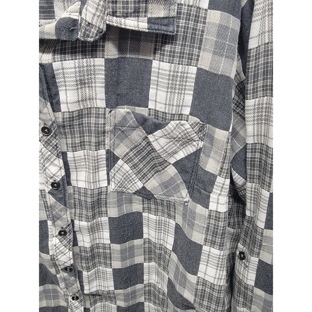 Wet Seal Patchwork Plaid Long Sleeve‎ Button Up Shirt Womens Plus 3X Vintage Y2K - Picture 5 of 10